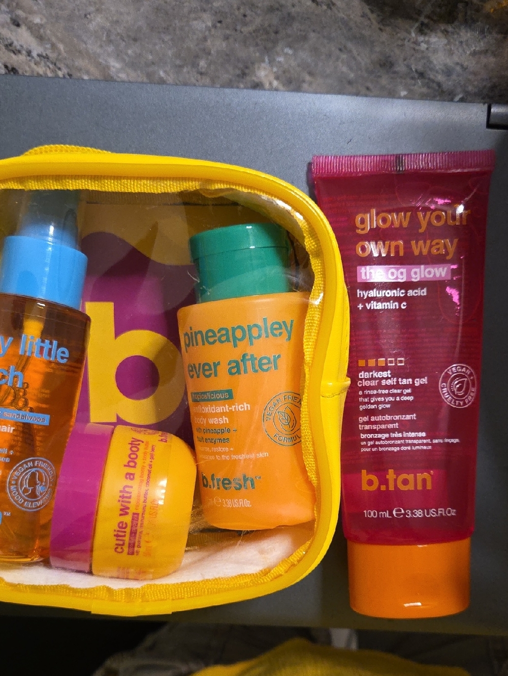 🔥🔥B.fresh Body Wash, Body Butter, Body Mist In Travel Bag & Self Tanning Gel